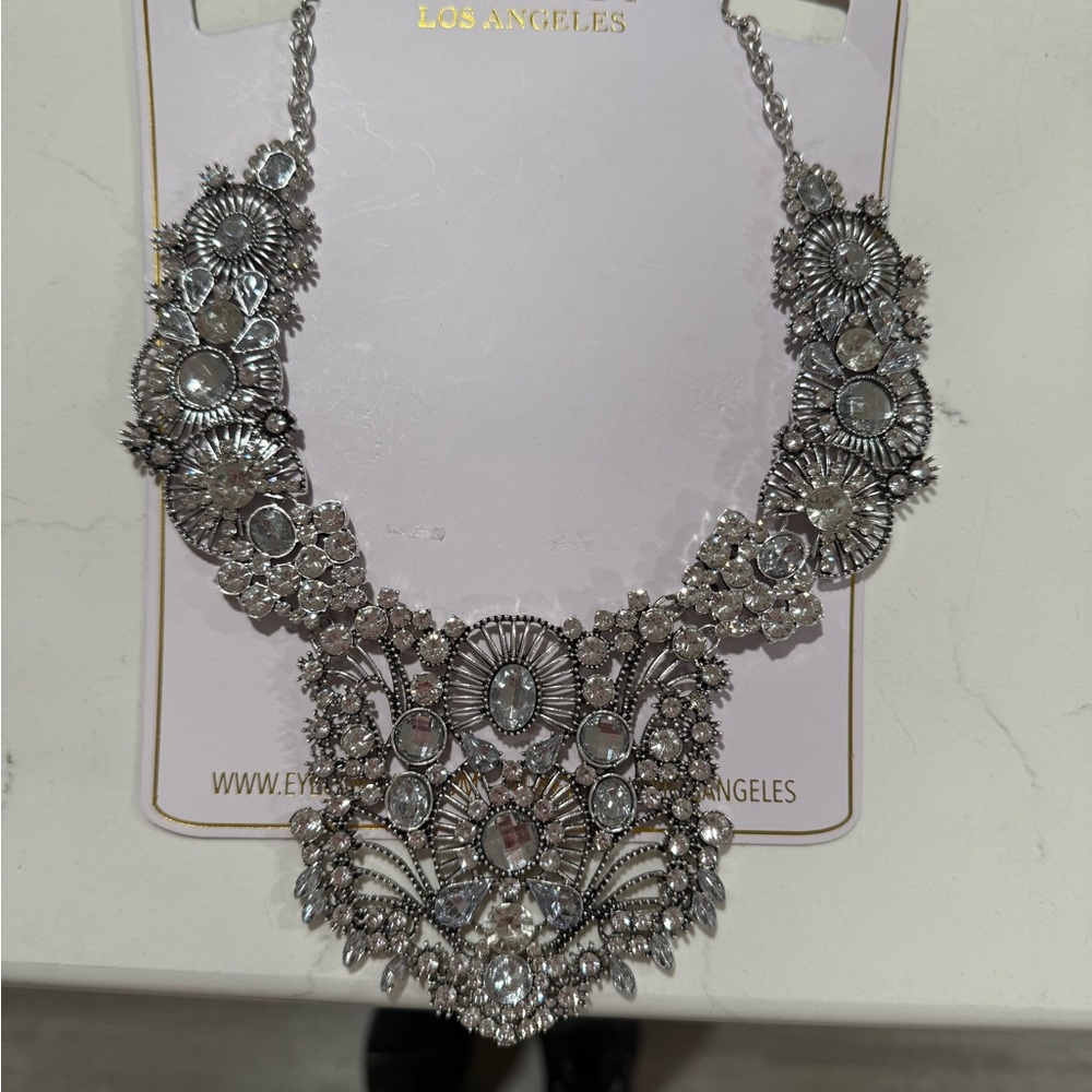 eye candy Silver Crystal Statement Necklace